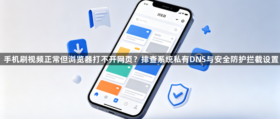 手机刷视频正常但浏览器打不开网页？排查系统私有DNS与安全防护拦截设置1